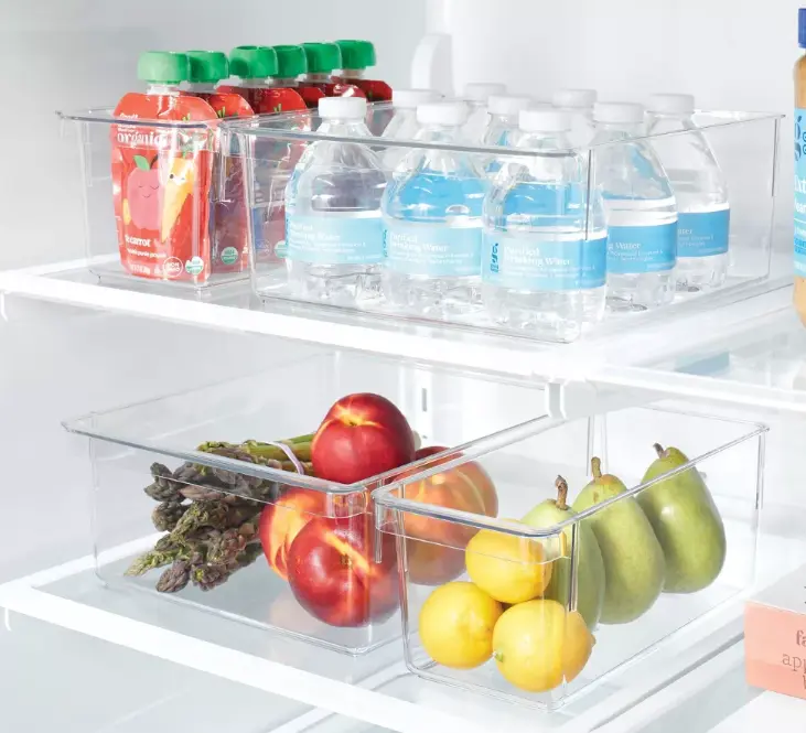 4 Pack Fridge & Pantry Storage Bin Set, Clear Refrigerator Organizer Bins for Kitchen & Pantry Organization