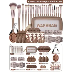27PCS Makeup Tools Set+1PCS Multi-Functional Zipper Toiletry And Cosmetic Bag Waterproof+20PCS Makeup Brush Set Kit