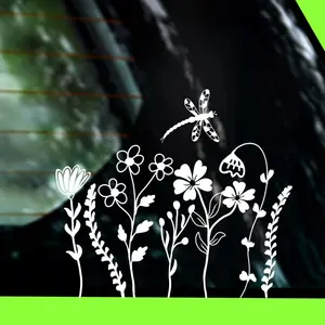Wildflowers and Dragonfly Vinyl Decal: Car, Truck, SUV Window Sticker