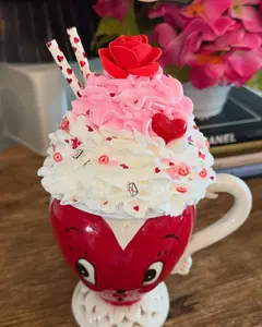 Valentine Faux Whipped Mug Topper / Roses and Hearts / perfect for your Rae Dun Mugs