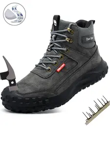 Steel Toe Work Shoes for Men Lightweight Breathable New Fashion Comfortable Anti-smash Anti-Punctur Slip Resistant Non Slip Work Shoes Industrial & Construction Work Safety Sneaker for Outdoor work