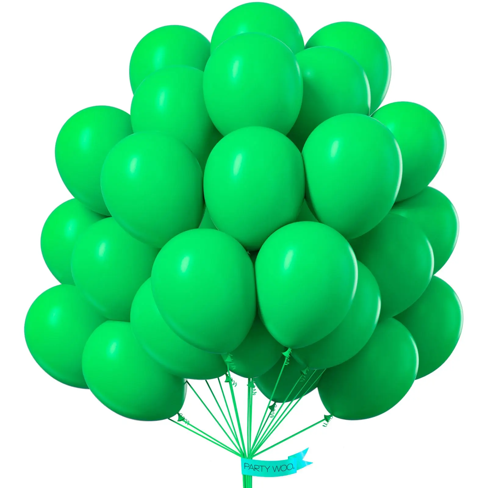 PartyWoo 50 Pcs 12-Inch Round Matte Rubber Decorative Balloons, Garland-Compatible, Hand Pump-Ready, Floatable, for Wedding, St Patrick's Day Decor, Balloon Clusters, Birthday Theme, Festive Use Green-Y24, Decorative Balloons Balloons