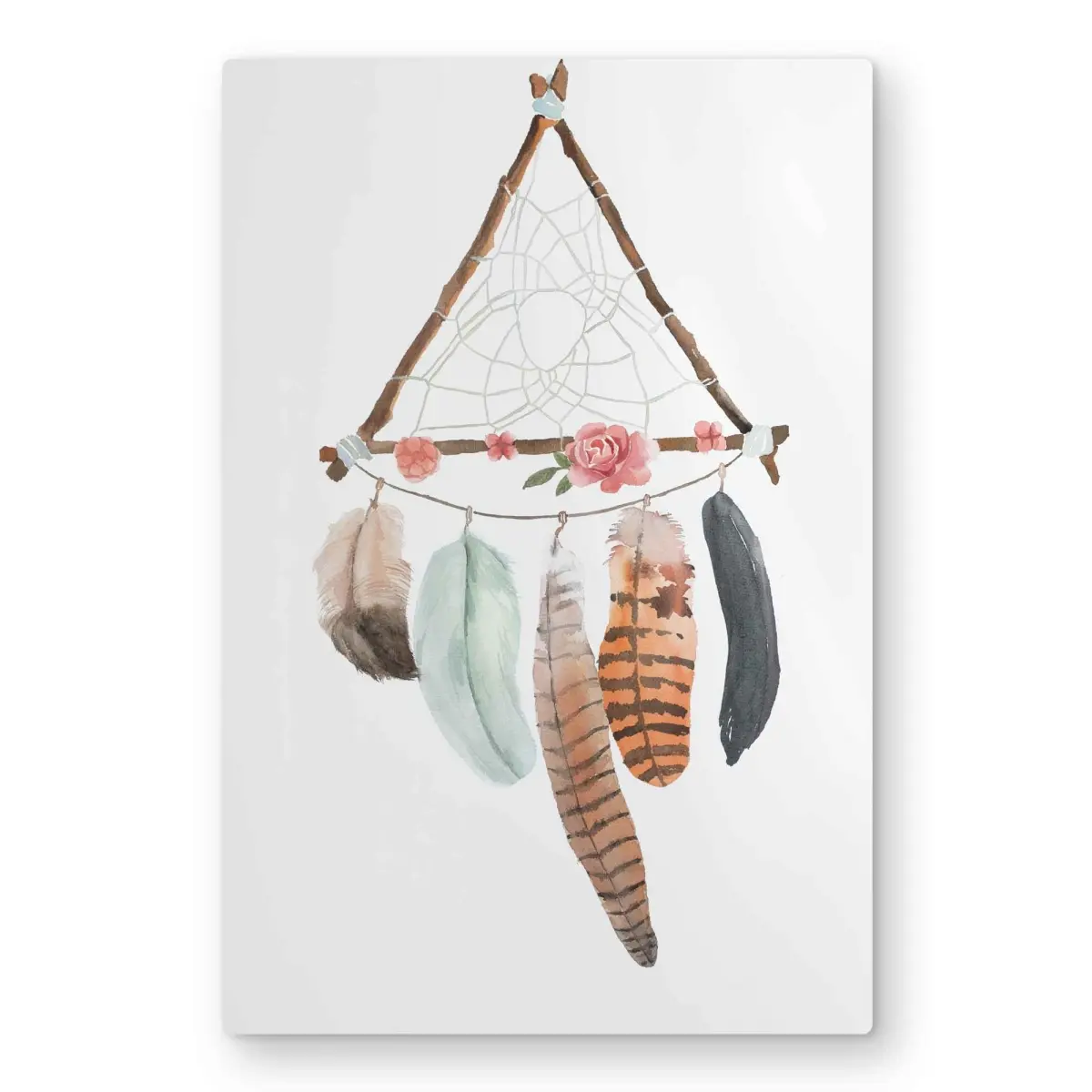 Begin Home Decor C1MP2030PEYDXU 20 x 30 in. Triangular Dream Catcher - Unique Metal Print Wall Art for Home Decor