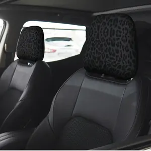 1pc Black-Green Leopard Print Ice Silky Fiber Fabric  Seat Headrest Cover