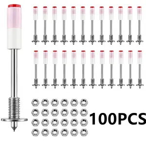 7.3mm Round Nails with M8 Hex Nuts for Concrete Wall Fastening Nails, Galvanized Steel Drive Pins for Brick, Masonry, Cable Ducts, Conduit, Brackets and Pipe Clamp Mounting