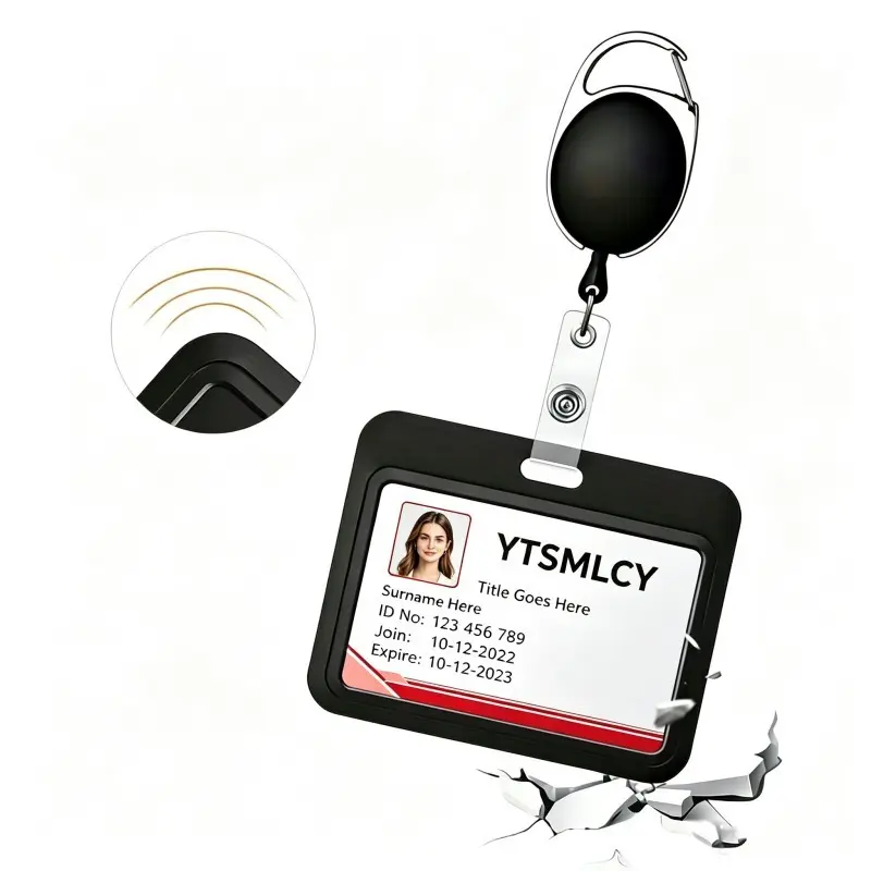 ID Badge Holder with Pull-Out Card Slot, Retractable Plastic Card Protector, Nurse Medical Badge Reel, Fits Office School Credit Cards Driver License Passports, ID Badge Holders Retractable