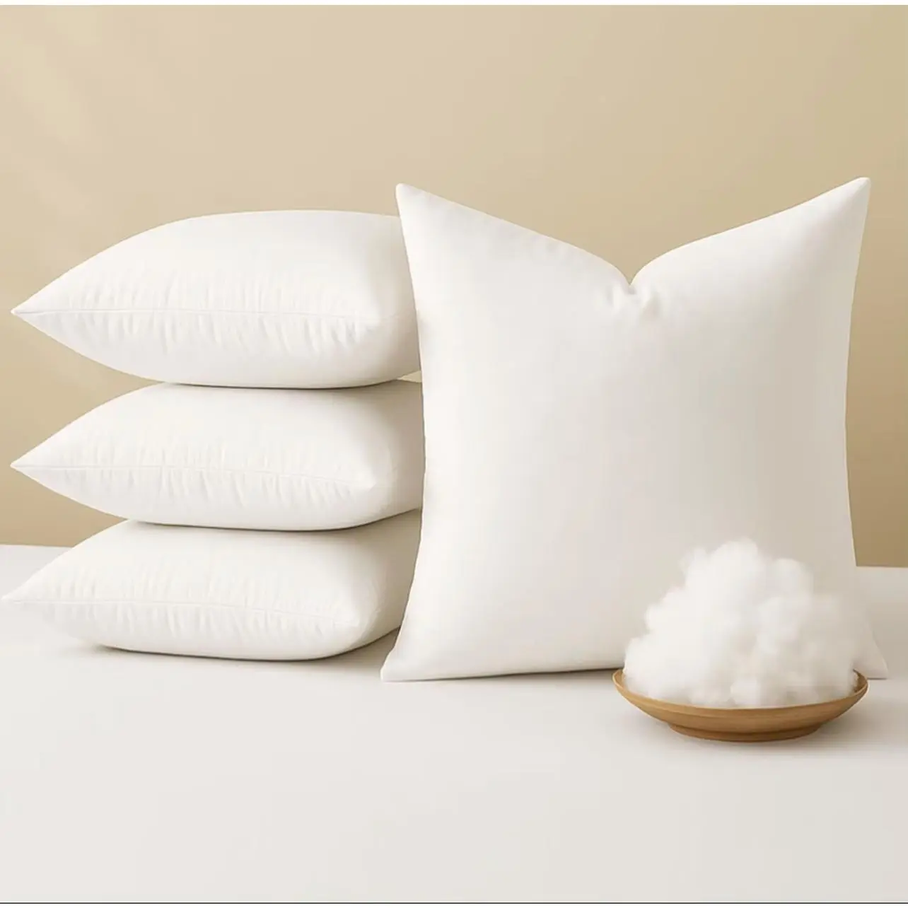 Premium 18x18 in Cotton Cover Pillow Inserts (Set of 3) - Firm Pillows for Sofa, Bed Support and Polished Elegant Look