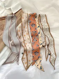 4pcs Women's Vintage Floral & Striped Print Hair Scarves, Trendy Hair Accessories for Fashion Lovers, Perfect for All Seasons, Floral Print Scarf