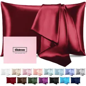 Silk Pillowcase for Hair and Skin Mulberry Silk Pillowcase Soft Breathable Both Sided Natural Silk Pillowcase with Zipper Beauty Sleep Silk Pillow Case 1 Pack for Gift(Standard,Red)