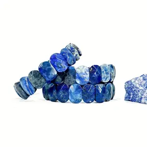 A Natural Lapis Lazuli Bracelet, Handcrafted with Polished Facets, Retains The Original Characteristics of Lapis Lazuli. This September Birthstone Bracelet Symbolizes Protection And Carries Various Beautiful Meanings