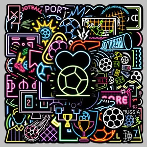 50 Neon Soccer and Sports Ball Graffiti Stickers, Suitable for Scrapbooks, Diaries, Laptops, Water Bottles, Cars, Car Decals, Truck Decals, and Other Faith-based Designs-gifts with Positive Messages.