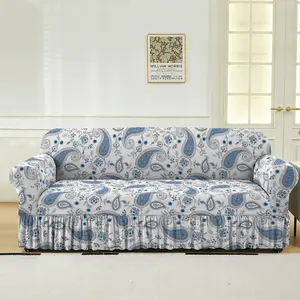 Floral Print Sofa Cover, 1 Count Sofa Slipcover with Elastic Strap, Girly Apartment Decor, Dustproof Couch Protector Sofa Cover for Home Living Room Decor, Stretch Sofa Cover, Stretchable Sofa Cover