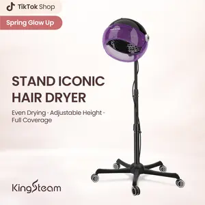 Kingsteam Professional Ionic Hair Dryer with Adjustable Hood Floor Stand & Wheels for Salon Hair Styling Tools - 1875W Powerful Performance Purple&Golden