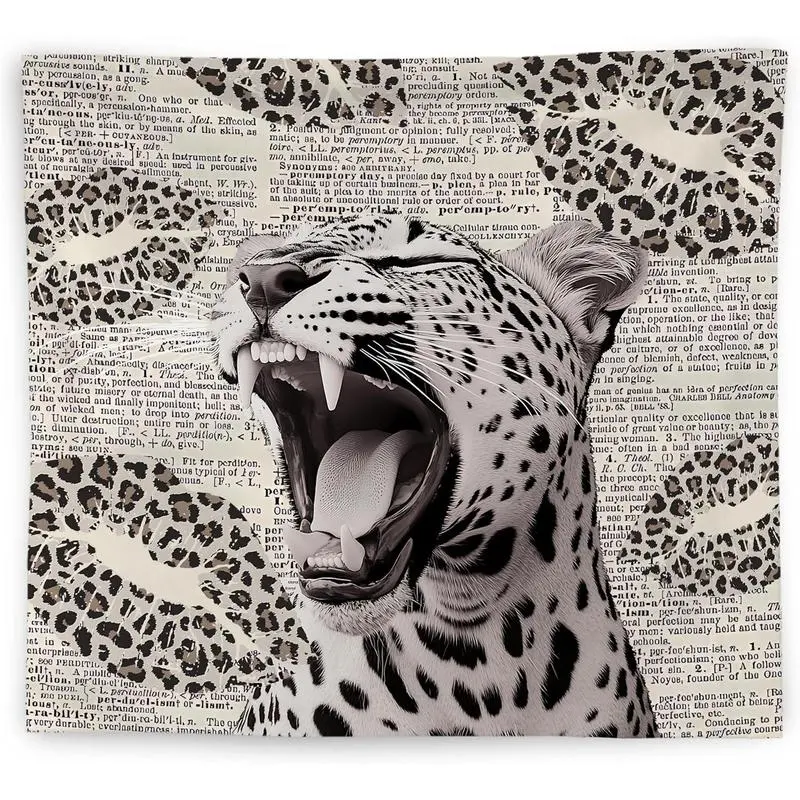 Linen Cotton Animal Print Tapestry Wall Hanging - Retro Leopard Print Lips Design, Hand Washable Home Inspo Decor for Girls' Bedroom, Light Colorful Cloth Home Supplies