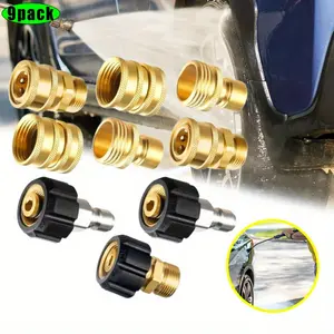 9 Sets Pressure Washer Adapter Set, Quick Disconnect Kit, M22 14 mm quick connect Swivel to 3/8'' Quick Connect fittings, 3/4" to Quick Release Working Pressure is up to 5,000 PSI Garden Supplies Durable Converter