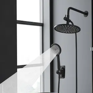 9-Inch Rainfall Shower Head and Handheld Combo, 59-Inch Hose, Wall & Hanging Mount, Painted Finish, Diverter Control, Bathroom Shower Set