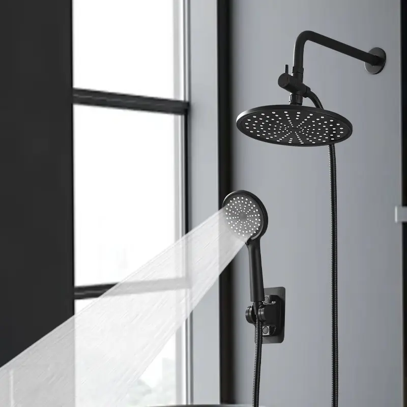 9-Inch Rainfall Shower Head and Handheld Combo, 59-Inch Hose, Wall & Hanging Mount, Painted Finish, Diverter Control, Bathroom Shower Set