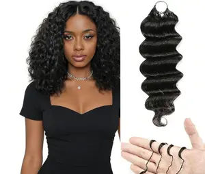 MORGENSTAR  Ocean Wave Feather Hair Extensions 16-24 Inch #1B Natural Black 100% Virgin Human Hair