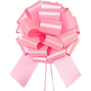 9 Inch 5pcs Large Glitter Pink Pull Bows for Gift Wrapping, Wreath Decor, Gift Baskets, Christmas, Anniversary, Spring Summer Events Party Decorations