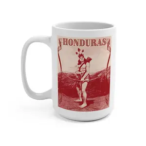 Indio Lempira Héroe De Honduras, Coffee Cup, Ceramic Drink-ware, Latino Heritage Gift, Central American Pride
