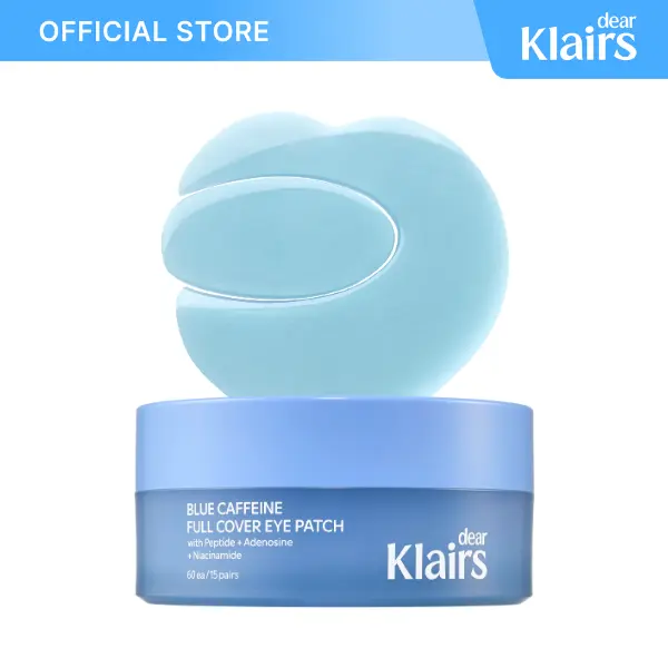 [DearKlairs] Blue Caffeine Full Cover Eye Patch | 360° Hydrogel Eye Patches for Puffiness, Eye Bags & Dark Circles, Caffeine + 5X Peptides, Eyelid to Smile Line Firming & Cooling, Sensitive Skin, Korean Skincare, Soothing, Under Eye Patches