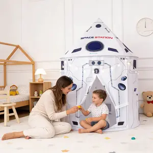 White Rocket Kids Play Tent, well-ventilated and breathable. It is foldable for easy storage, suitable for both indoor and outdoor use. An ideal gift for children!