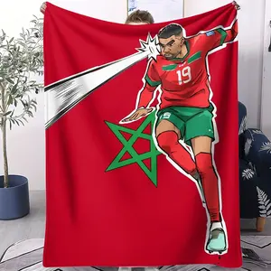 Football World Cup Player Blanket, Sofa Cover Blanket, Bed End Decorative Throw, Also Fold Portable Travel Blanket & Picnic Mat, One-Side Printed Fleece Blanket