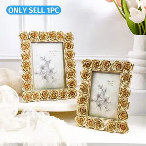 Vintage Rose Flower Photo Frame, Picture Frame, European Style, Horizontal & Vertical Use, Includes Random Inner Paper, Home Decor, Home Decoration