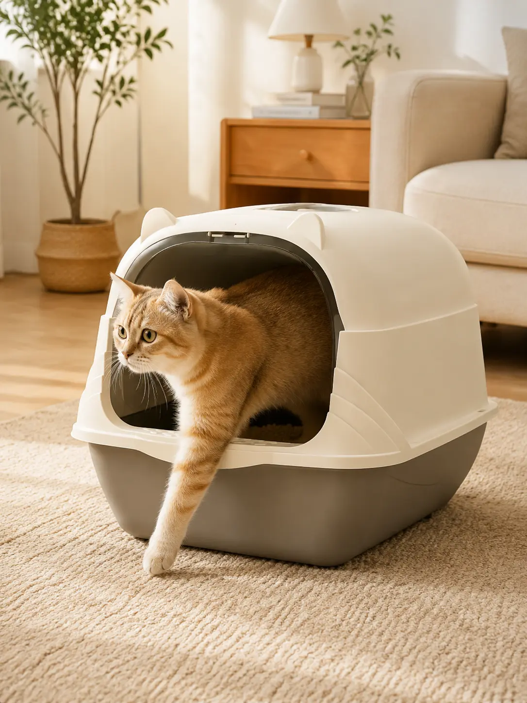 Cat Litter Box with Covered Design for Easy Cleanup and Odor Control