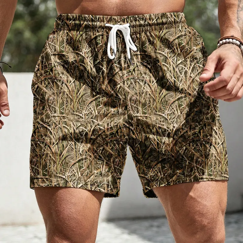 Men's Camo Print Shorts, Camouflage Sports Shorts, Casual Sport Shorts, Summer Style Shorts, Menswear, Regular Fit Casual Street Comfy Breathable Tropical Shorts for Summer, Casual Sporty Shorts, Men's Bottoms for Daily Wear