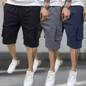 Men’s cargo pants, casual athletic shorts — multiple pockets, adjustable waist — for outdoor activities and travel