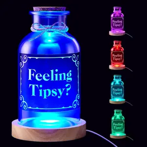 Light up Tip Jar for  Feeling Tipsy Glass Tip Jar for Bartender Bucket  Container  Collection Box for Musicians Cafes Bars Restaurants Voting Charity
