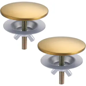 Kitchen Sink Hole Cover, 2 count Faucet Plate Stopper, Countertop Cap, Tap Blanking Metal Plug, Brushed