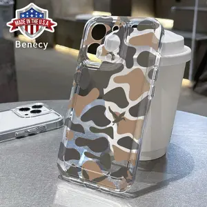 Avian Camouflage Tapestry TPU Pattern Phone Case for iPhone 15 16 14 Pro Max 13 12 11 XR XS Plus Non-Yellowing Drop Protection Transparent Silicone Cover Cellphone Protective