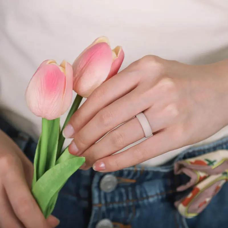 Women's Band Rings, Silicone Inner Arc Ergonomic Breathable Design with half sizes, Rubber Wedding Bands,5.5mm Wide-2mm Thick Women's Band Rings, Silicone Inner Arc Ergonomic Breathable Design with half sizes, Rubber Wedding Bands,5.5mm Wide-2mm Thick