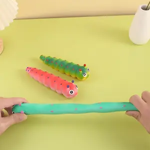 New Stress Relief Caterpillar Pull Apart Toy, Colorful Transforming Stretchy Soft Gel Caterpillar, Creative Plaything