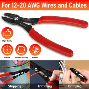 7" 4-in-1 Wire Tool | Multi-Function Cutter Crimper Stripper Gripper | Heavy Duty Wire Stripping Tool for 12-20 AWG Insulated Wires | Automotive Electrical Repair Kit