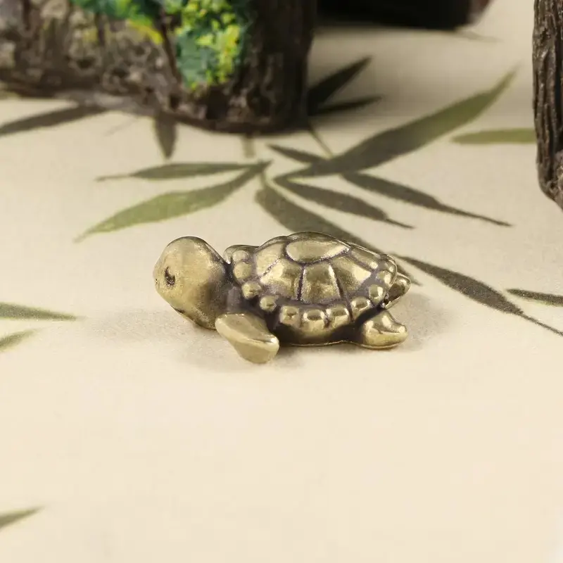 Vintage Brass Turtle Designs Decorative Figurine, Antique Copper Color Miniature Ocean Life Ornament, Perfect for Home Office Living Room Display, Collectible Figurines, Decoration Figure, Shelf Decor, Decorative Ornaments