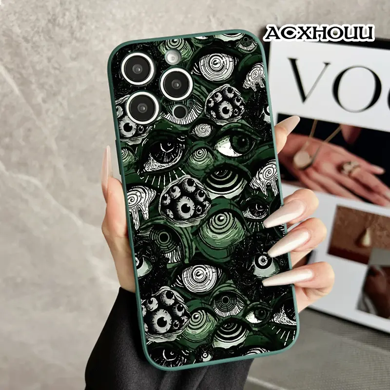 Stylish Soft Case for iPhone11/12/13/14/15/16/plus/promax/x/xs/xr/xsmax Case Dark Green Eye Art Pattern Lightweight, Anti-Scratch, Perfect for Everyday Use