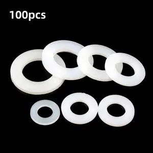 Silicone Gasket, 100pcs/set Water Inlet Hose Gasket, Rubber Gasket, Sealing Gasket, Anti-leak Water Sealing Gasket, Plumbing Accessories, Parts