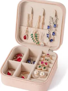 Travel Jewelry Case - Pink Organizer Box for Jewelry with Earrings, Necklaces, Bangles, Rings & More - Ideal for Travel  Organization Cover Gift
