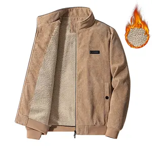 Men's Winter Stand Collar Fleece Jacket with Label—Warm, Cozy, Versatile Outerwear