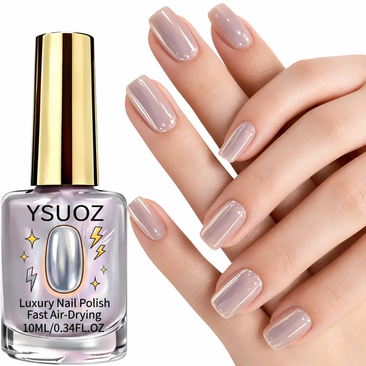 New Frosted Donut Lilac Mirror-Finish Aurora Nail Polish—No UV light required; air-dries naturally; easy to apply; strengthens nails; high-gloss reflective finish that highlights your beauty