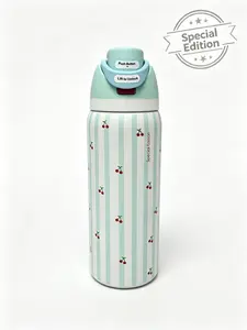 Owala 32 oz Striped Cherry Stainless Steel Water Bottle – Wild Heart Edition, Summer 2026, Flip-top Straw Lid, Everyday Use Cupware, Washable, Reusable Water Bottle