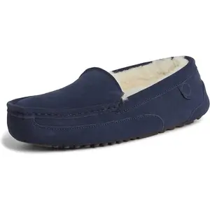 Fireside by Dearfoams Men's Melbourne Shearling Indoor/Outdoor Moccasin Slipper with Wide Widths