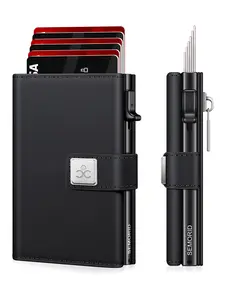 Men's Ultra-Thin RFID Blocking Aluminum Alloy Wallet, Minimalist Minimalist Business Design with Pop-Out Card Slots, ID Window and Cash Compartment, RFID Card Holder, Ideal Christmas Gift for Dad or Boyfriend