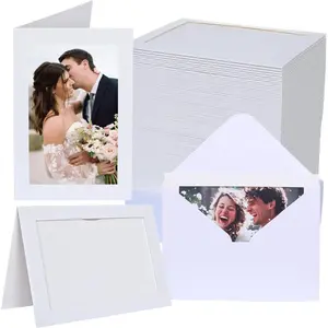 100 Count Photo Frame Cards with Envelopes 4x6 Paper Picture Frame Bulk Cardboard Photo Insert Card Holder for Mother's Day Graduation Fahther's Day Wedding Birthday Classroom DIY- White