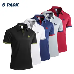 5-Pack Men's Summer Polo Shirts, Men's Polo Shirts – Soft and Breathable Solid Color Polo Shirts, Comfortable Short Sleeve Casual Fit, Classic Polo Shirts, Suitable for Work, Travel Daily Wear,Solid Color Polo Shirts clothes shirt set Lapel semi-formal 
