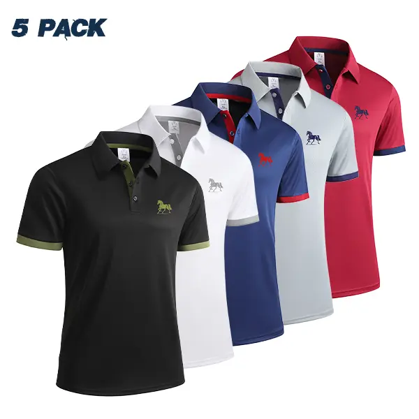 5-Pack Men's Summer Polo Shirts, Men's Polo Shirts – Soft and Breathable Solid Color Polo Shirts, Comfortable Short Sleeve Casual Fit, Classic Polo Shirts, Suitable for Work, Travel Daily Wear,Solid Color Polo Shirts clothes shirt set Lapel semi-formal 