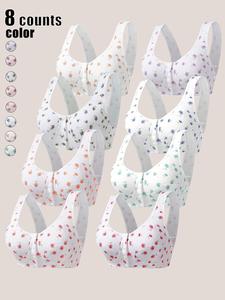 【plus size】 floral print wireless push up bra, casual comfortable non-adjustable straps bra, bras for women, women's lingerie for all seasons, clothing, bras for women, womenswear, underwear, soft breathable bra